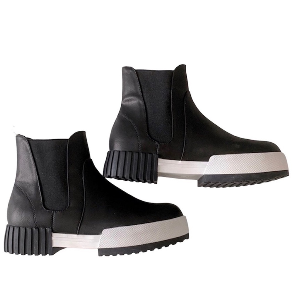 MIA Black Ankle Boots with White Soles